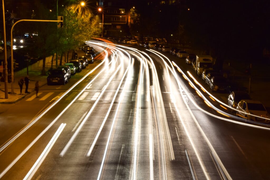 Fast Traffic Car Light Trails