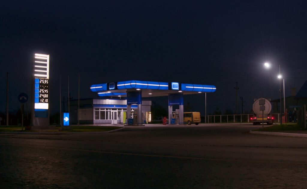 blue gas station and convenience